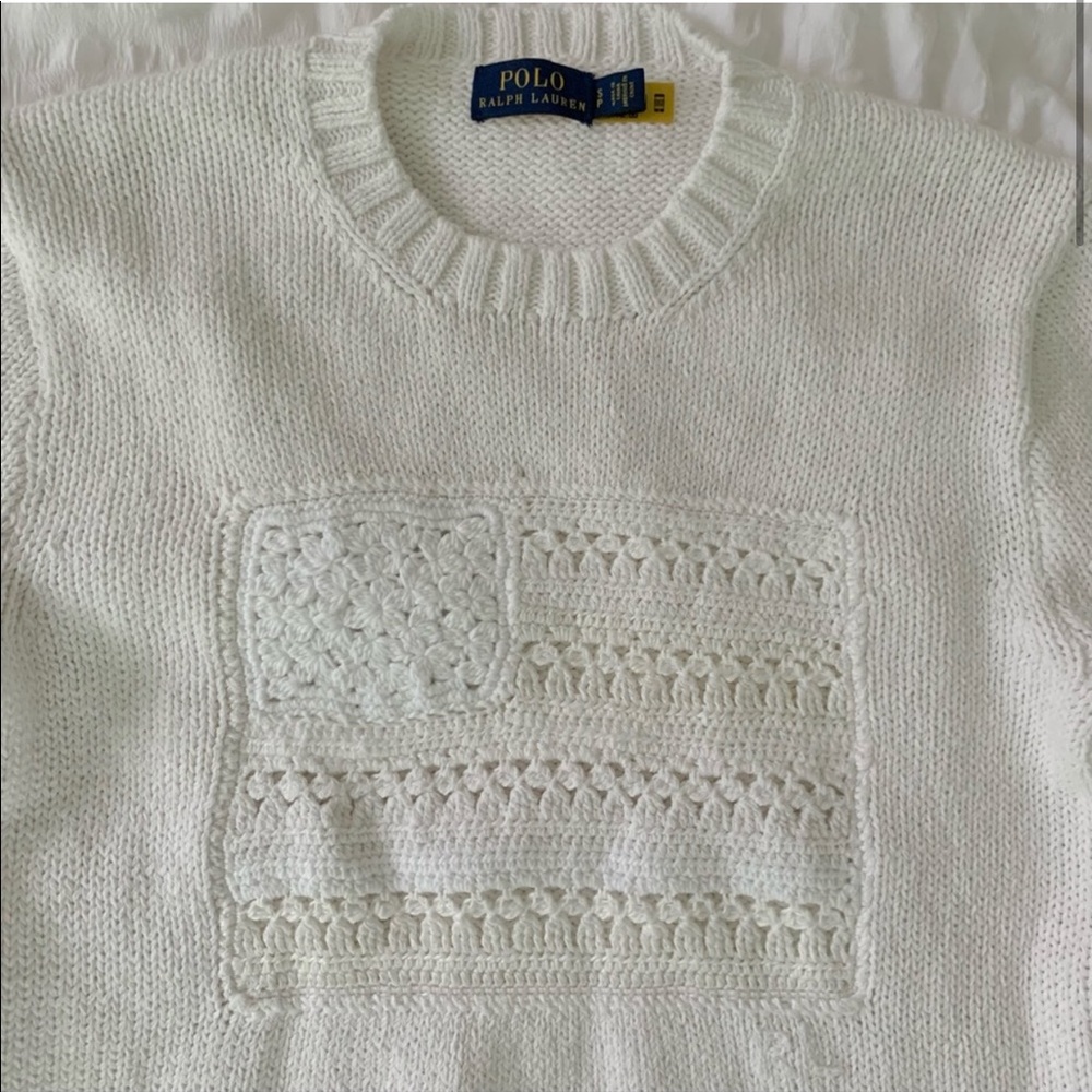 New Ralph Lauren American Flag White Sweater - Picture 3 of 12